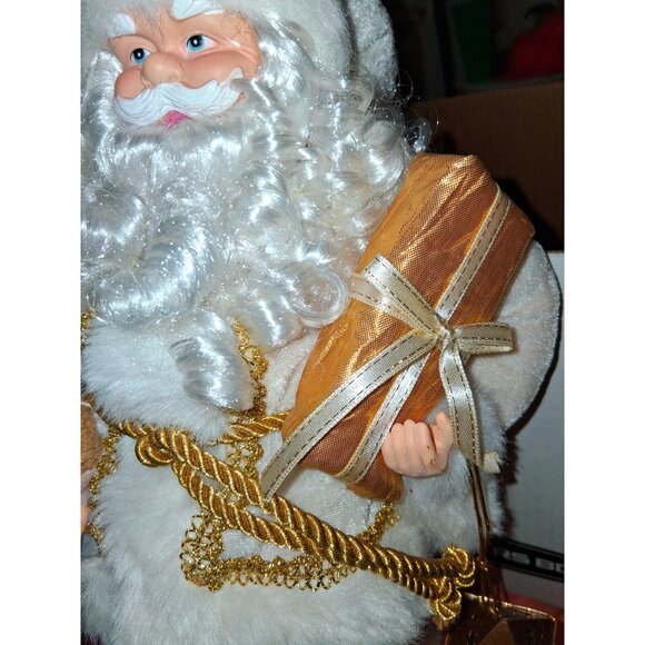 Santa Claus Figurine With Bear & Gold Accents 15" - Picture 7 of 11